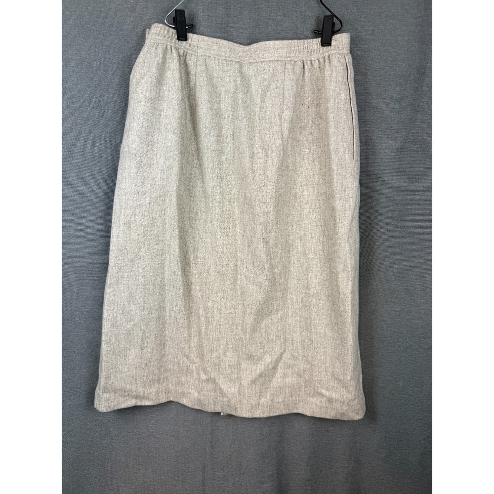 Haberdashery Collection By Personal Beige Wool Midi Pencil Skirt Sz 14 Academia